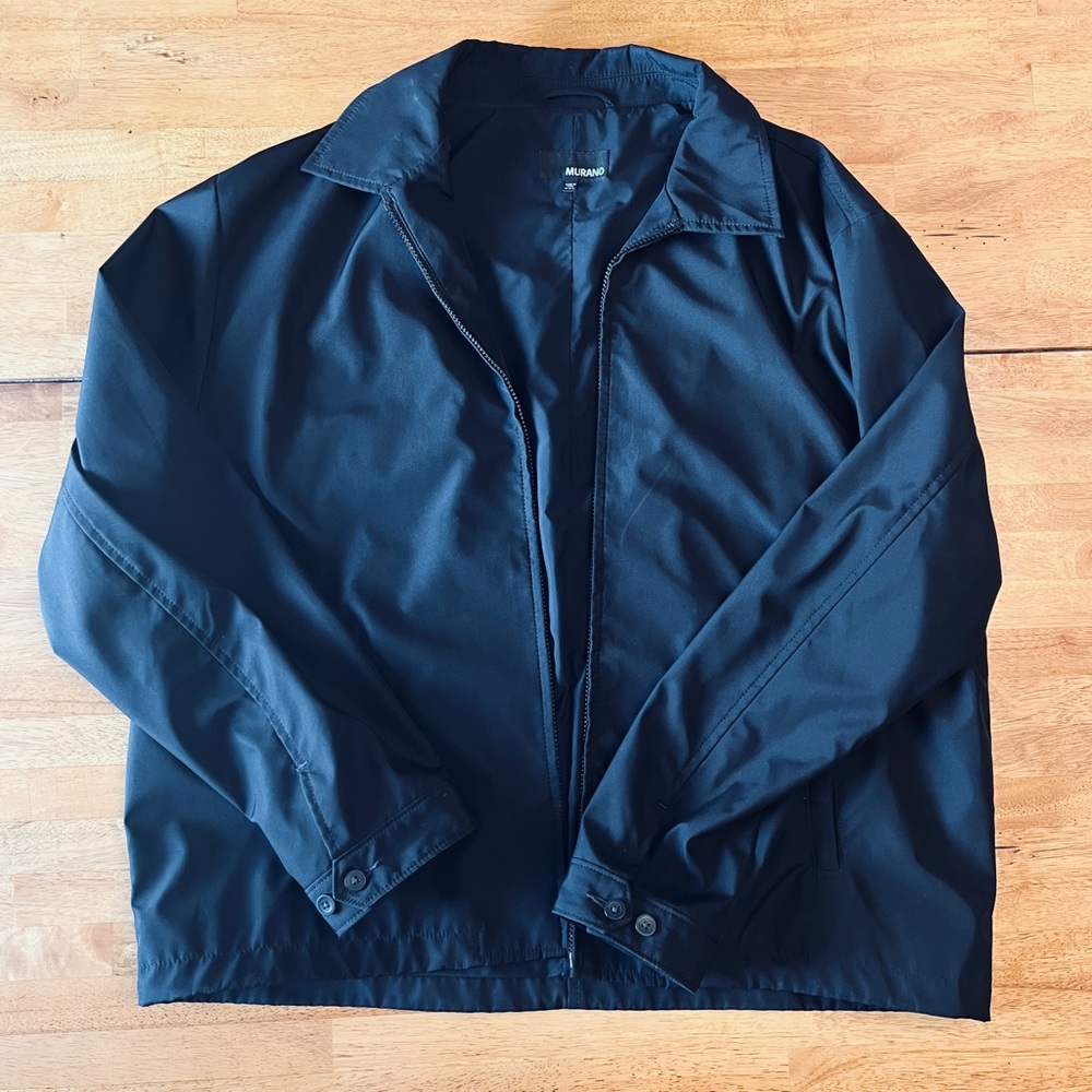 Murano Mens Jacket Black XXL Full Zip Lined Water Resistant